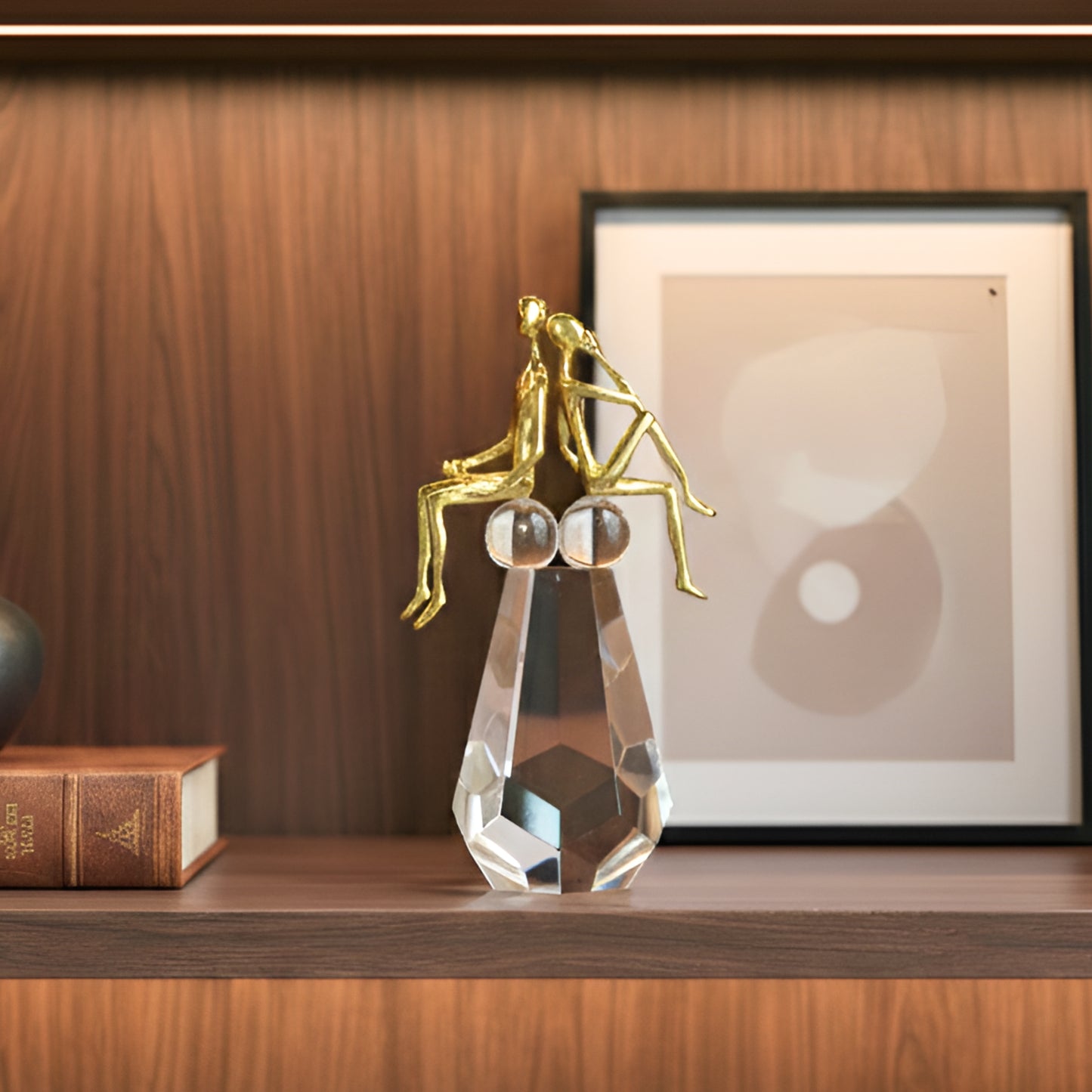 Lean In - Crystal & Brass Couple Figurine