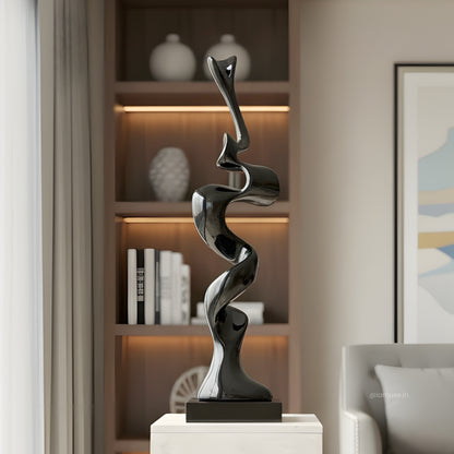 Flaire - Modern Abstract Gun Metallic Finish Sculpture ~ 3.5 Feet Tall