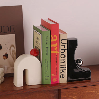 Bookend Bound by Motion Table Showpiece & Bookend - Black & White (Set of 2)