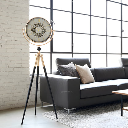 Artisanal Timecraft - Designer Floor Clock with Moving Gears Mechanism - White & Gold