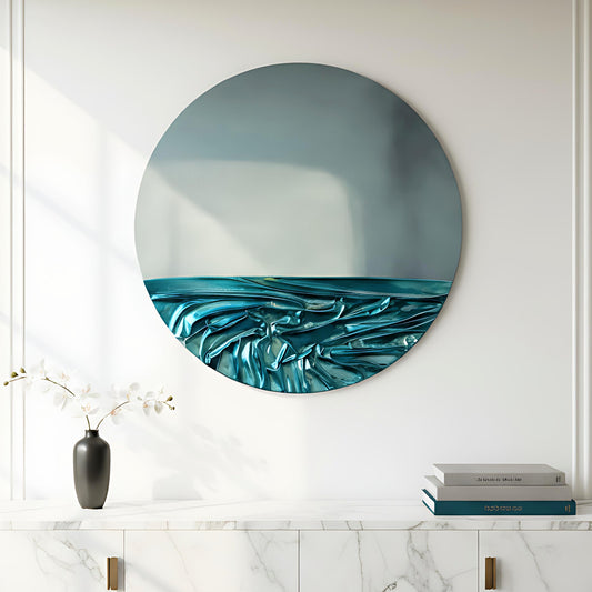Aqua by La Muse – 3 ft Round Abstract Wall Art for Living Room & Modern Interiors