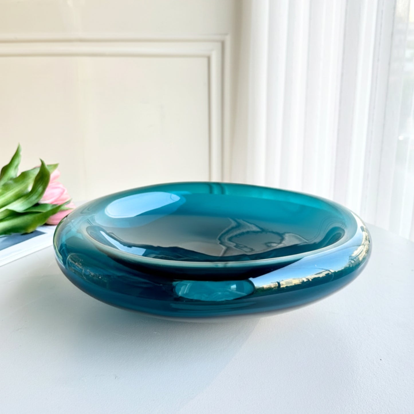 Blue Glass Decorative Bowl by La Muse
