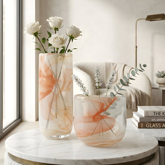 Blush by La Muse – Handmade Glass Vase Set for Coffee Table & Console