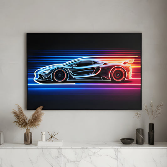 Overdrive by La Muse – 4 ft × 3 ft Car LED Wall Art for Gaming Room, Lounge & Home Bar