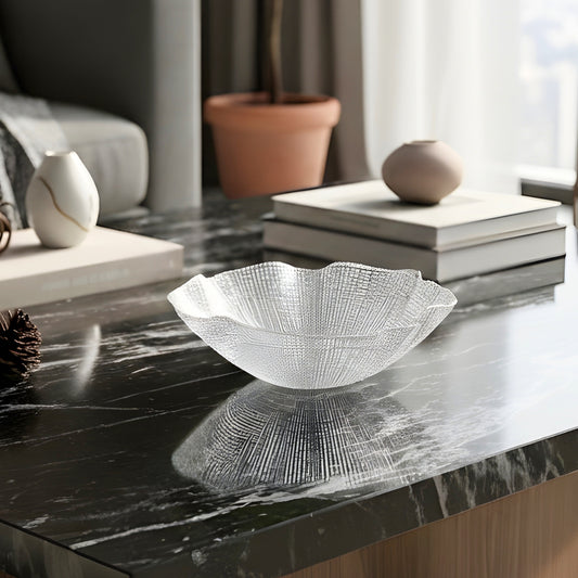 Corolla by La Muse – Textured Glass Decorative Bowl for Console & Dining Table