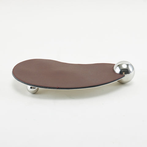 Curated Coast: Leather & Stainless Steel Decorative Serving Tray