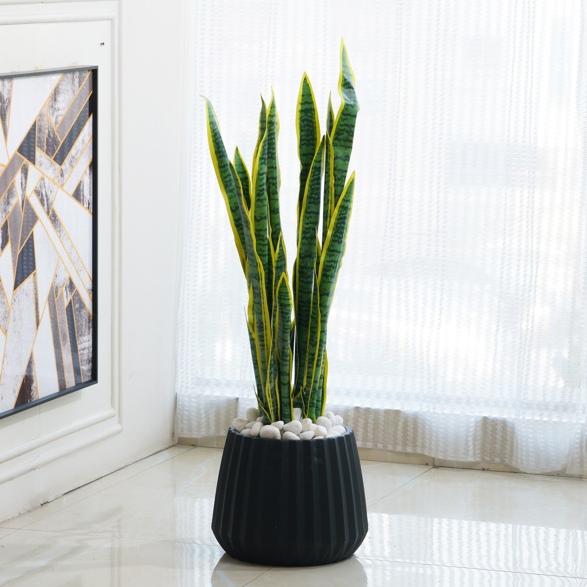3 ft snake plant Custos by La Muse – 3 ft Artificial Snake Plant for Entryway & Office