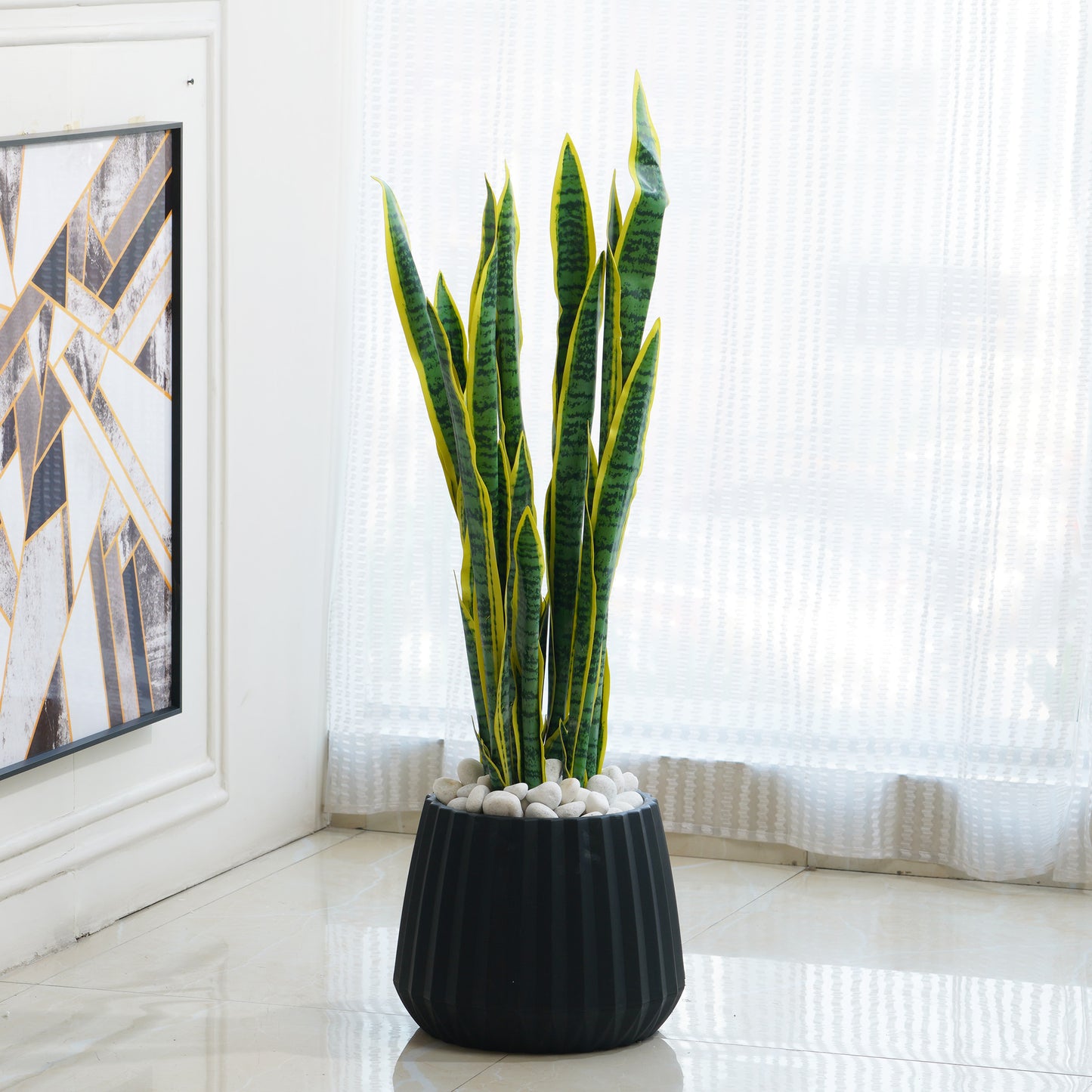 Custos by La Muse – 3 ft Artificial Snake Plant for Home & Office Interiors