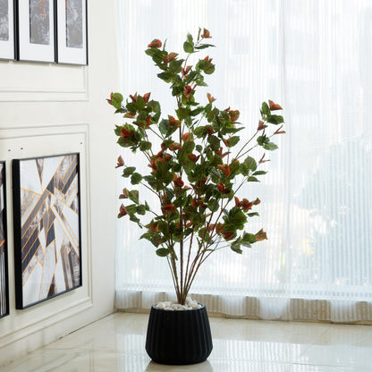 Altis by La Muse – 5 ft Artificial Plant with Red & Green Leaves for Living Room & Office
