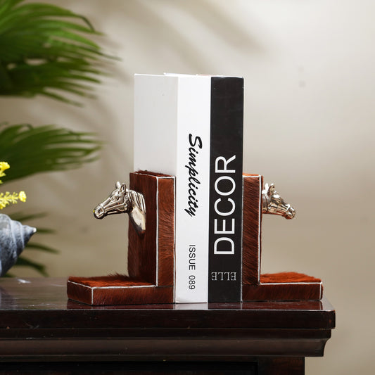 Majestic Mane by La Muse – Horse Hair Leather Sculptural Bookends for Home & Office