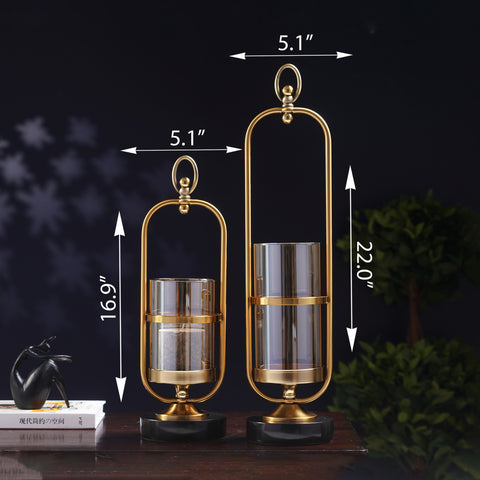 Golden Bell Symphony: Noir Marble Candle Holders