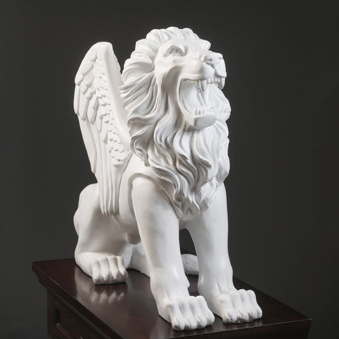 The Blizzard Guardian: Roaring Lion Sculpture 2.3 Feet