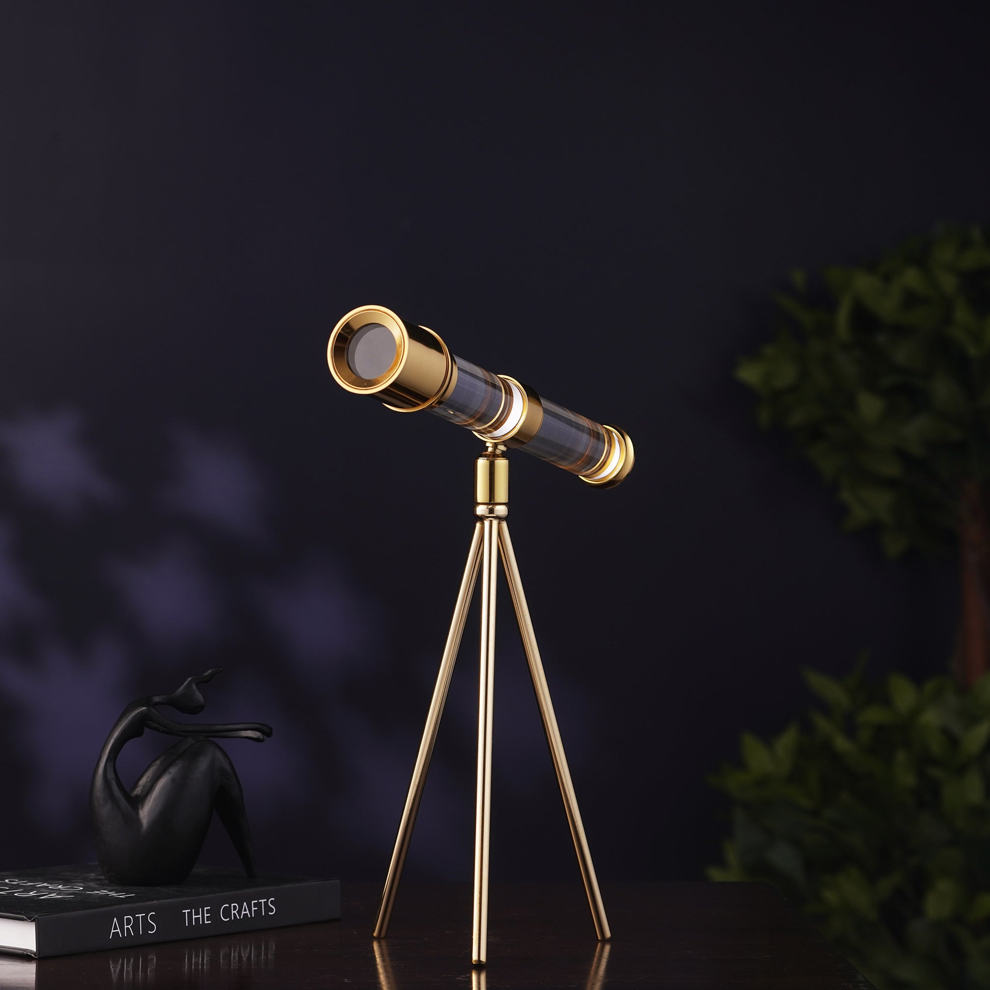 Showpiece Prism Skywatcher - Metal & Crystal Telescope Table Showpiece - Style 2