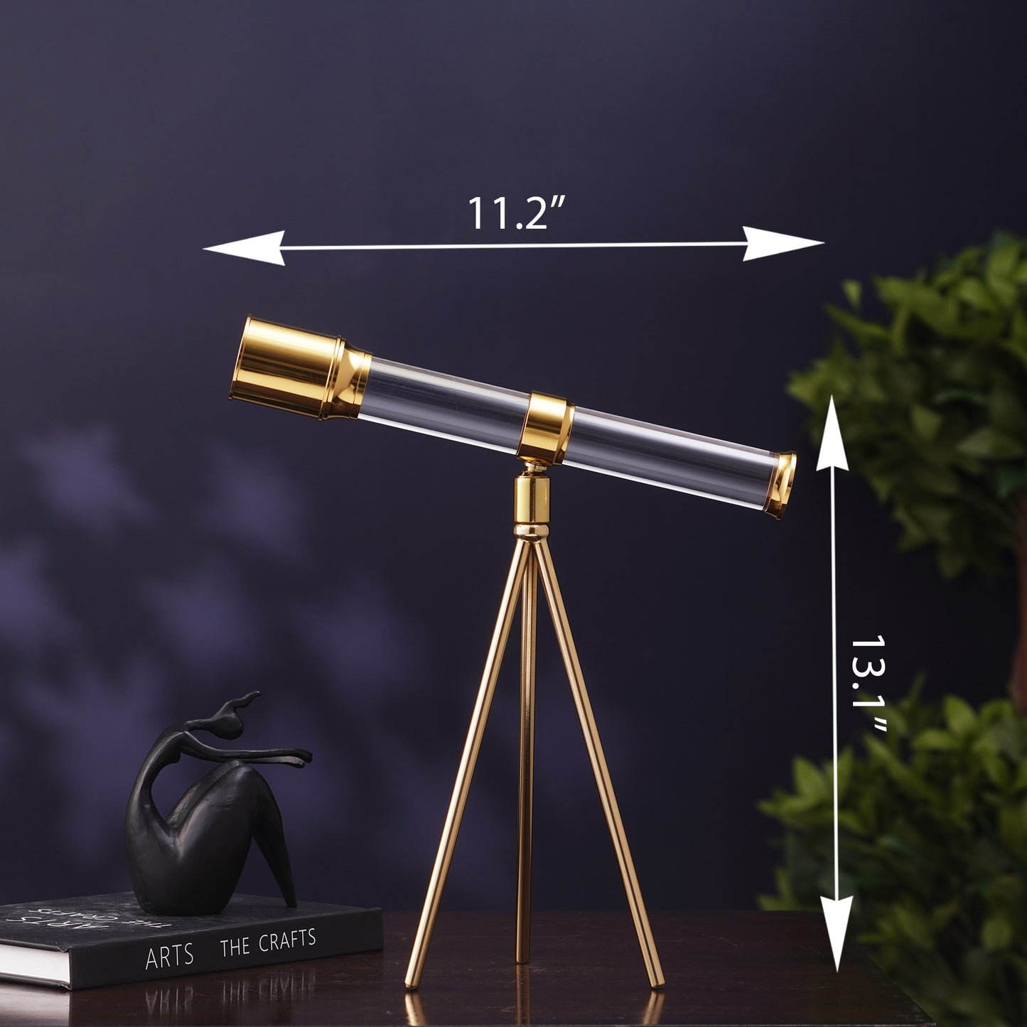 Showpiece Prism Skywatcher - Metal & Crystal Telescope Table Showpiece - Style 2