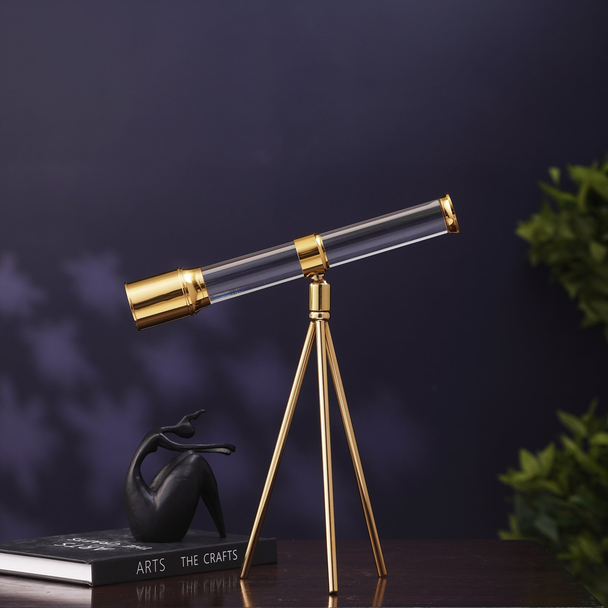 Showpiece Prism Skywatcher - Metal & Crystal Telescope Table Showpiece - Style 2