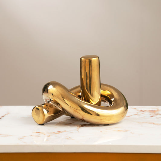 Love’s Eternal Knot - Ceramic Table Showpiece - Gold