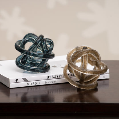 The Tangled Sphere Glass Table Showpiece - Blue
