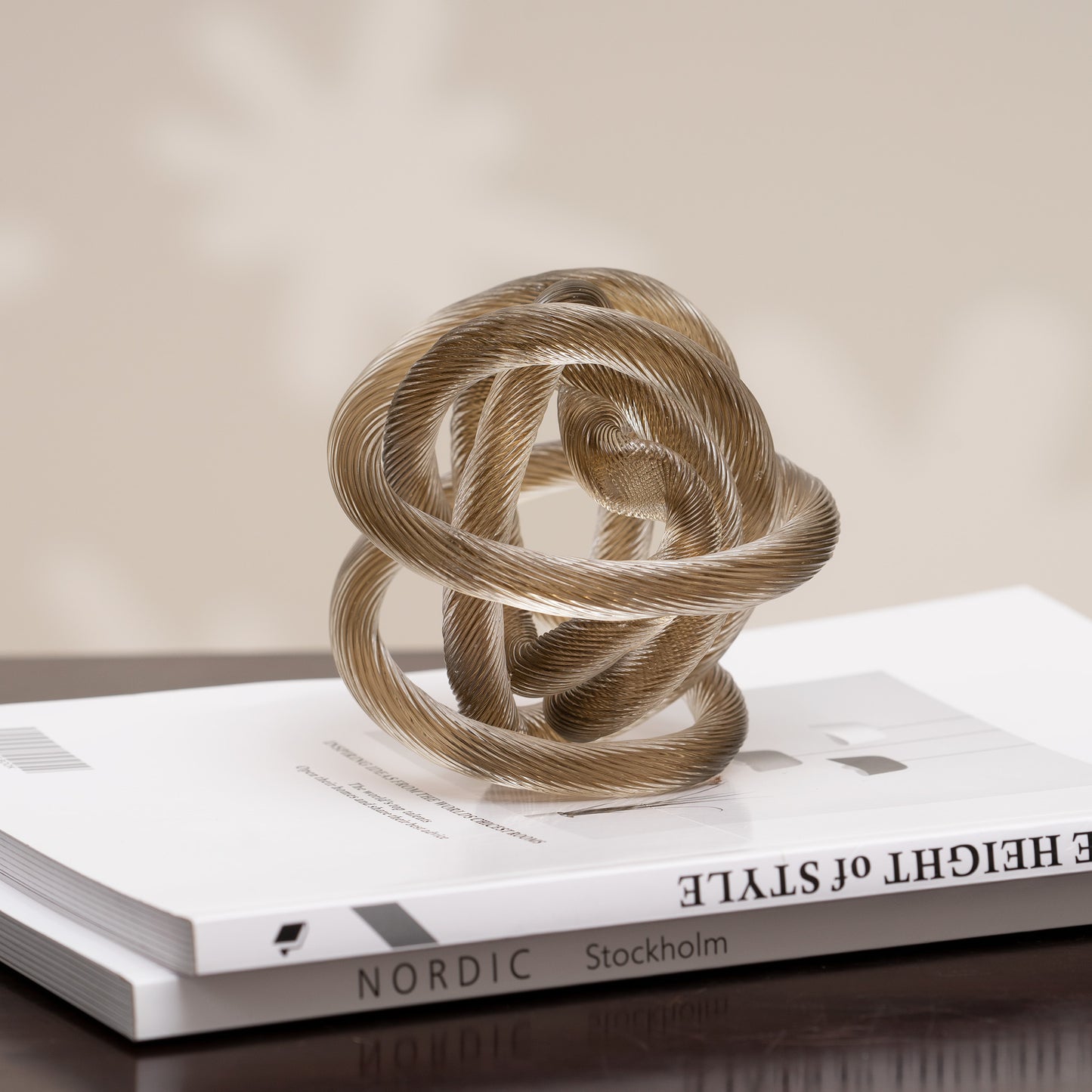 Showpiece The Tangled Sphere Glass Table Showpiece - Champagne