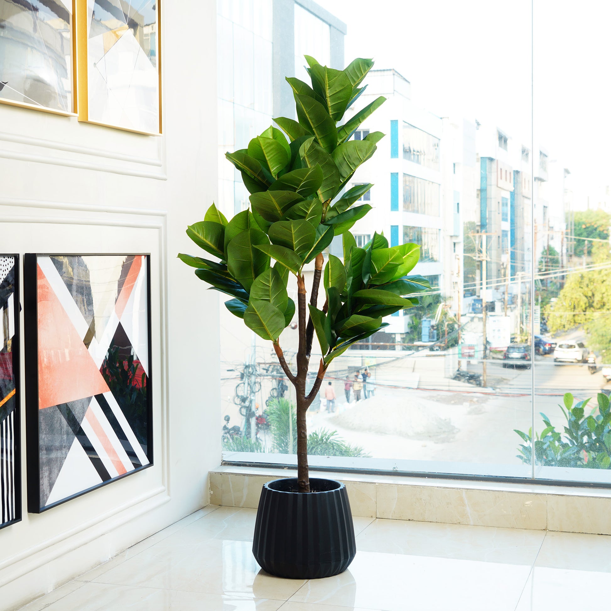 artificial rubber leaf tree The Tropical Euphoria ~ 5 Feet Tall Artificial Rubber Plant by La Muse