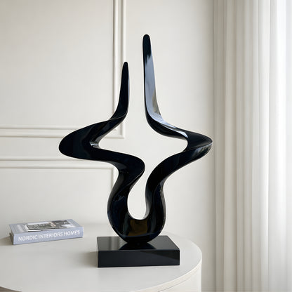 Flux by La Muse – 2.5 ft Metallic Black Abstract Sculpture for Console Tables & Modern Interiors