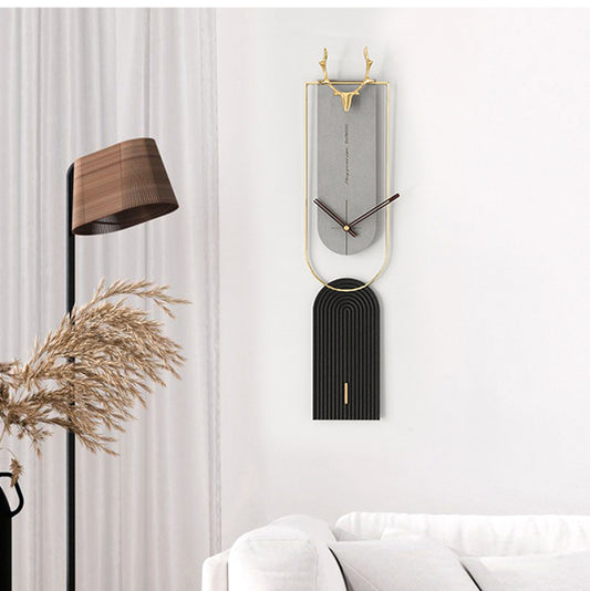 Wall Clocks The Enigmatic Deer - Luxe Wall Clock - Style 3 - Black and Grey