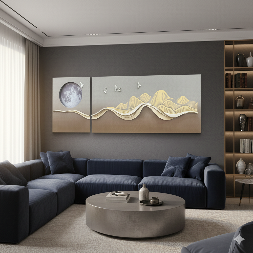 Lunaris - Moon Inspired Premium 3D Wall Art ~ 8 feet Long