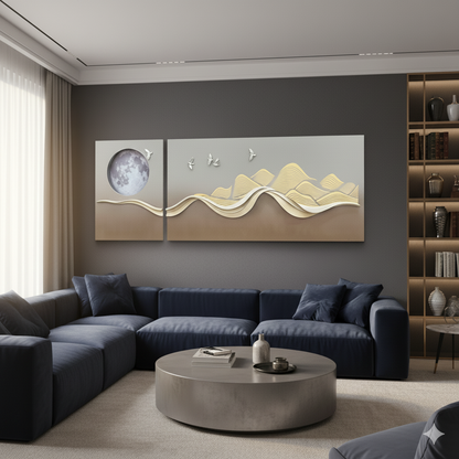 Lunaris - Moon Inspired Premium 3D Wall Art ~ 8 feet Long