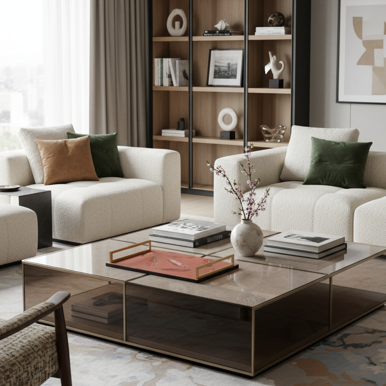 Autumn Radiance: Micro-Fiber Leather & Metal Decorative Tray