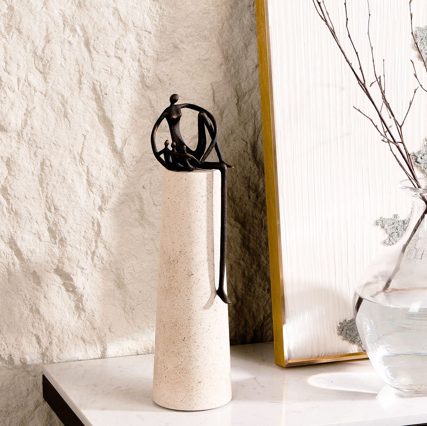 Nestling - Marble & Metal Human Figurine