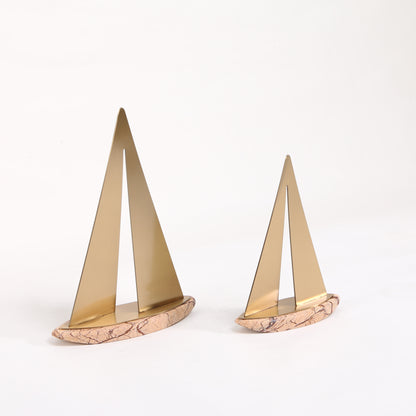 Voyager - Marble & Metal Boat Showpiece