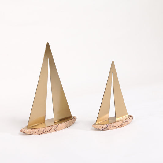 Voyager - Marble & Metal Boat Showpiece