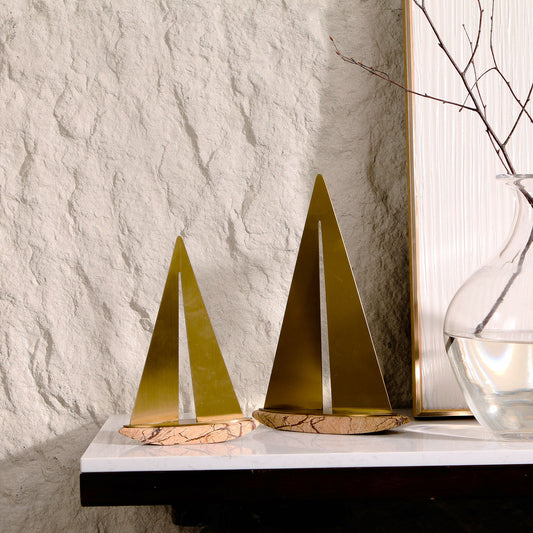 Voyager - Marble & Metal Boat Showpiece (Set of 2)