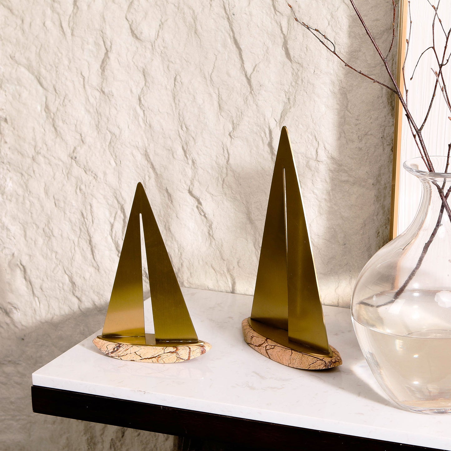 Voyager - Marble & Metal Boat Showpiece
