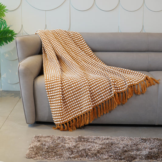Throws The Cozy Cocoon Woollen Throw - Mustard