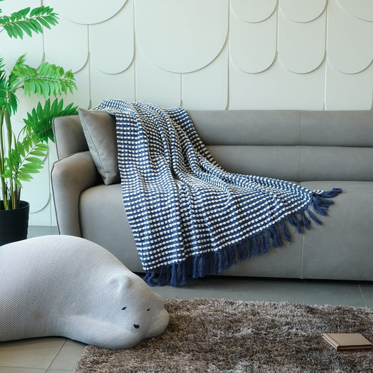 Throws The Cozy Cocoon Woollen Throw - Blue
