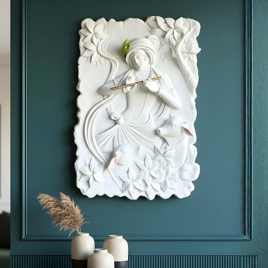 Kanha by La Muse – 3.5 ft x 2.5 ft Lord Krishna Wall Sculpture for Pooja Room & Entrance