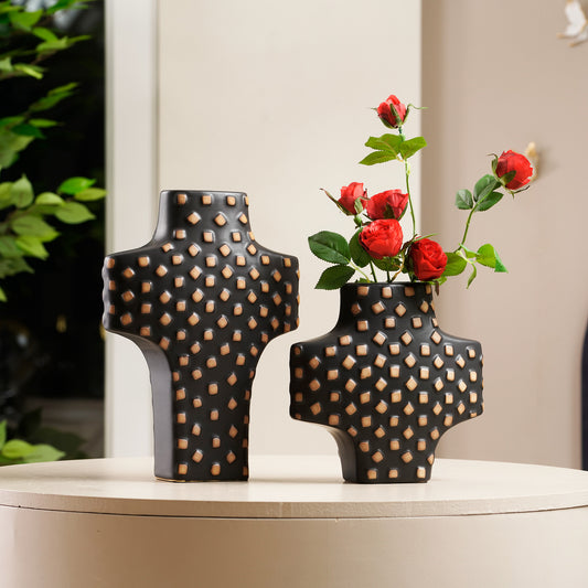 Table Vase A Royal Stash: Cross Shaped Ceramic Flower Vase