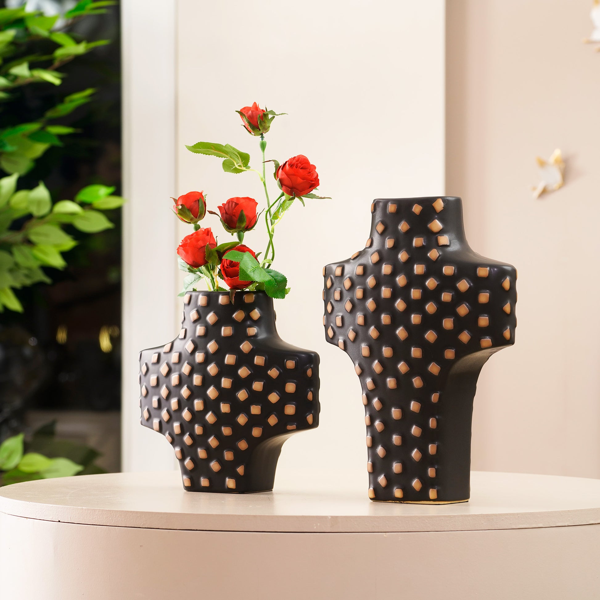 Table Vase A Royal Stash: Cross Shaped Ceramic Flower Vase