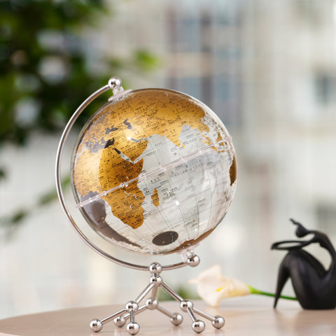 Columbus’ Compass - Stainless Steel & Acrylic Globe Sculpture