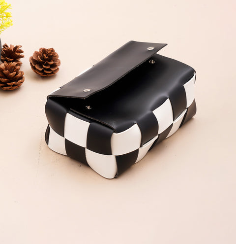 Dreaming in Patterns - Checkerboard Style Leather Decorative Tissue Box - Style 2