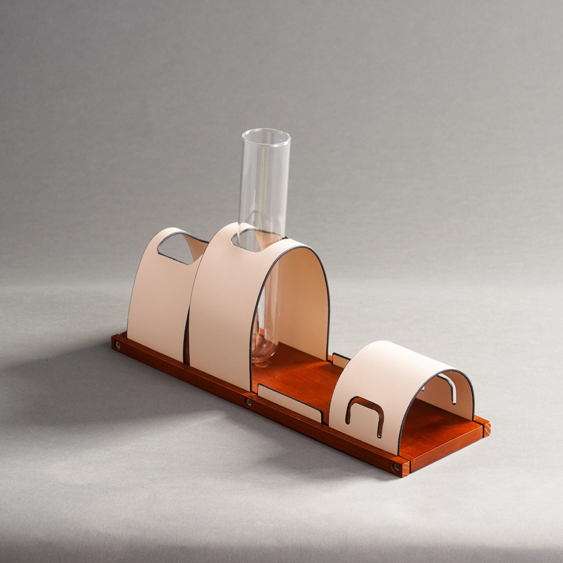 Desk Organizer The Executive's Elegance: Leather & Walnut Wood Desk Organiser - Beige