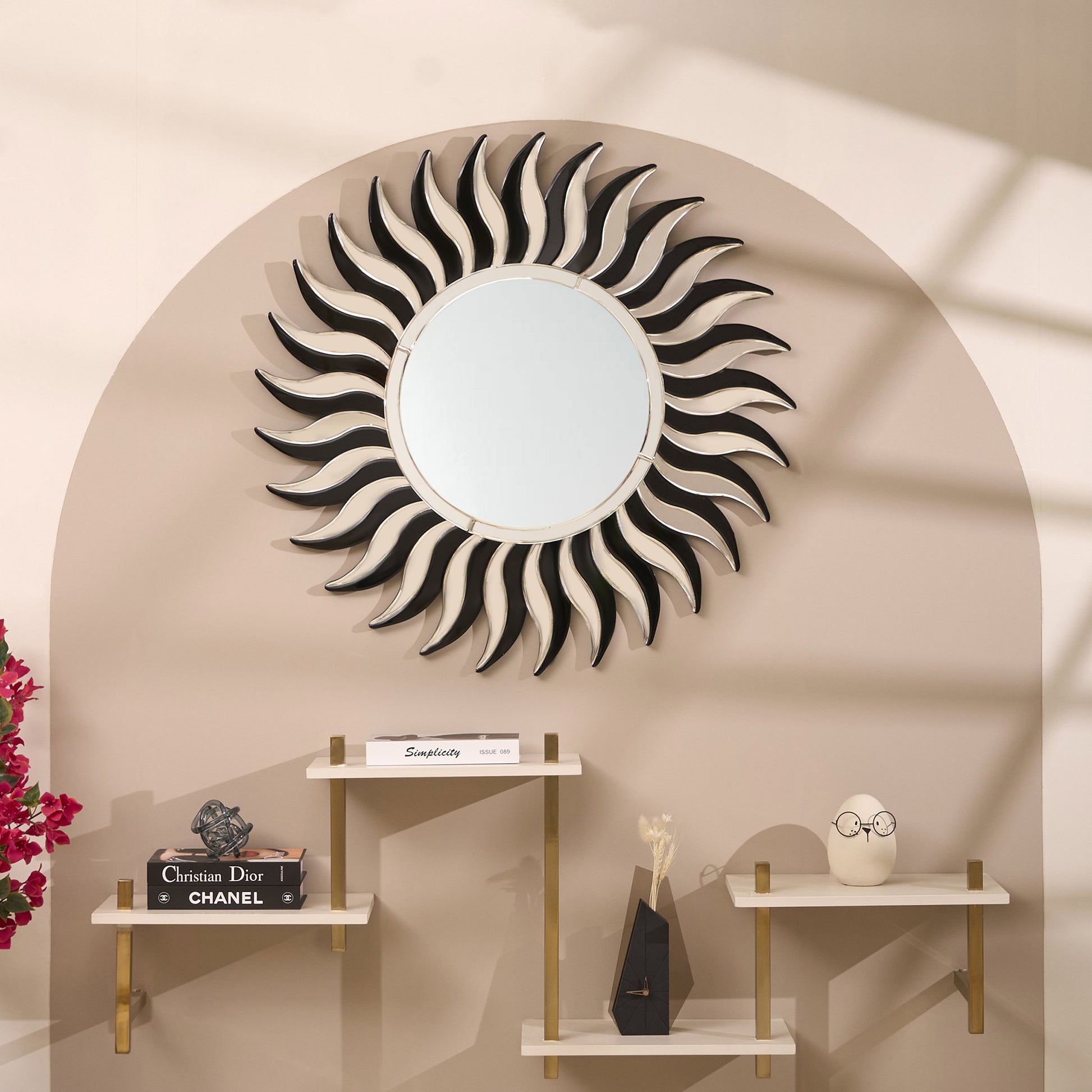 Wall Mirror Burst of Sunshine - Silver Finish Premium Wall Mirror ~ 3.3 ft Dia