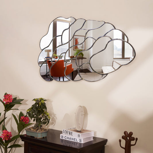 Wall Mirror Cloud Nine Silver Finish Premium Wall Mirror ~ 3.9 ft x 2.2 ft