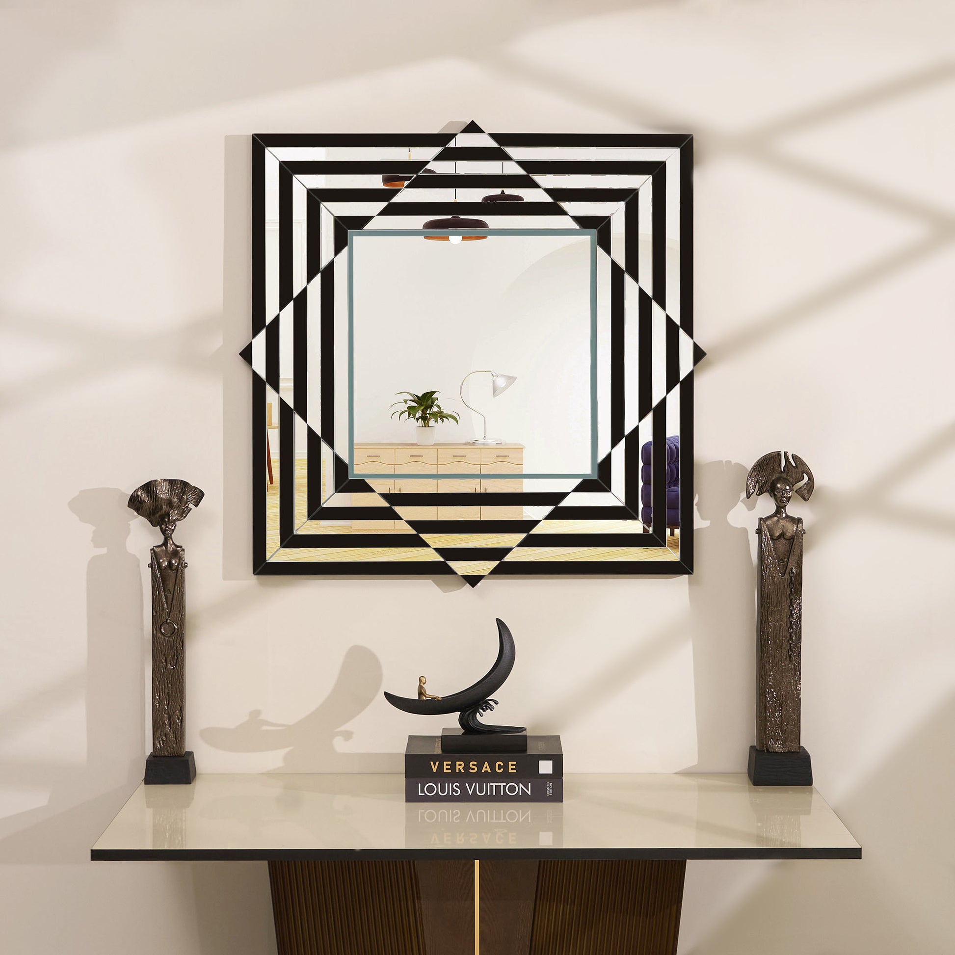 Wall Mirror Dizzying Diamond - Premium Wall Mirror ~ 2.8 ft x 2.8 ft