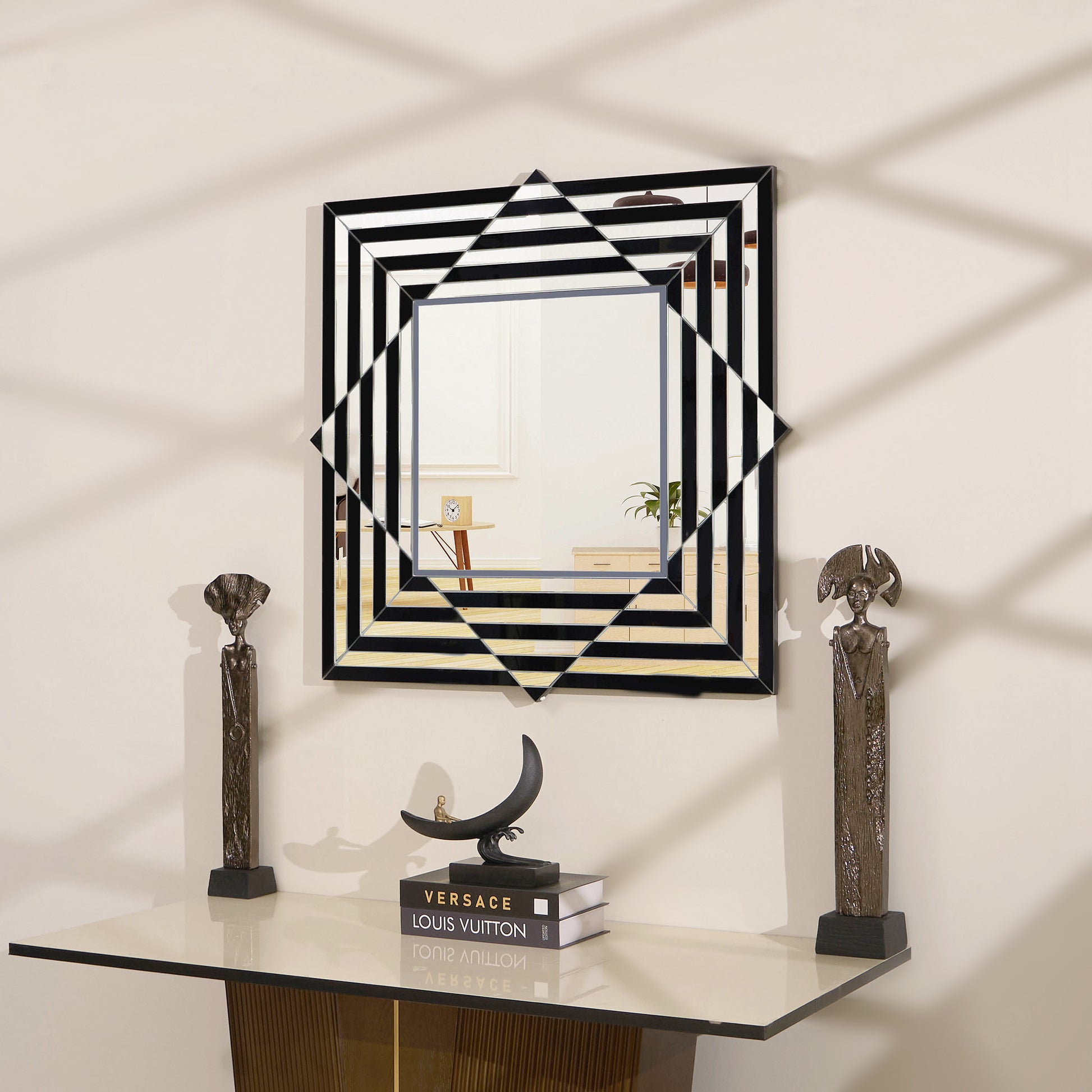 Wall Mirror Dizzying Diamond - Premium Wall Mirror ~ 2.8 ft x 2.8 ft