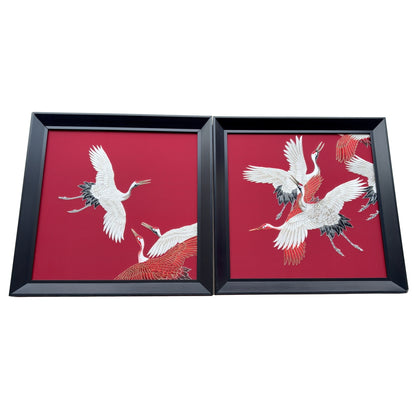 Skydance – Cranes inspired Embroidered Wall Art