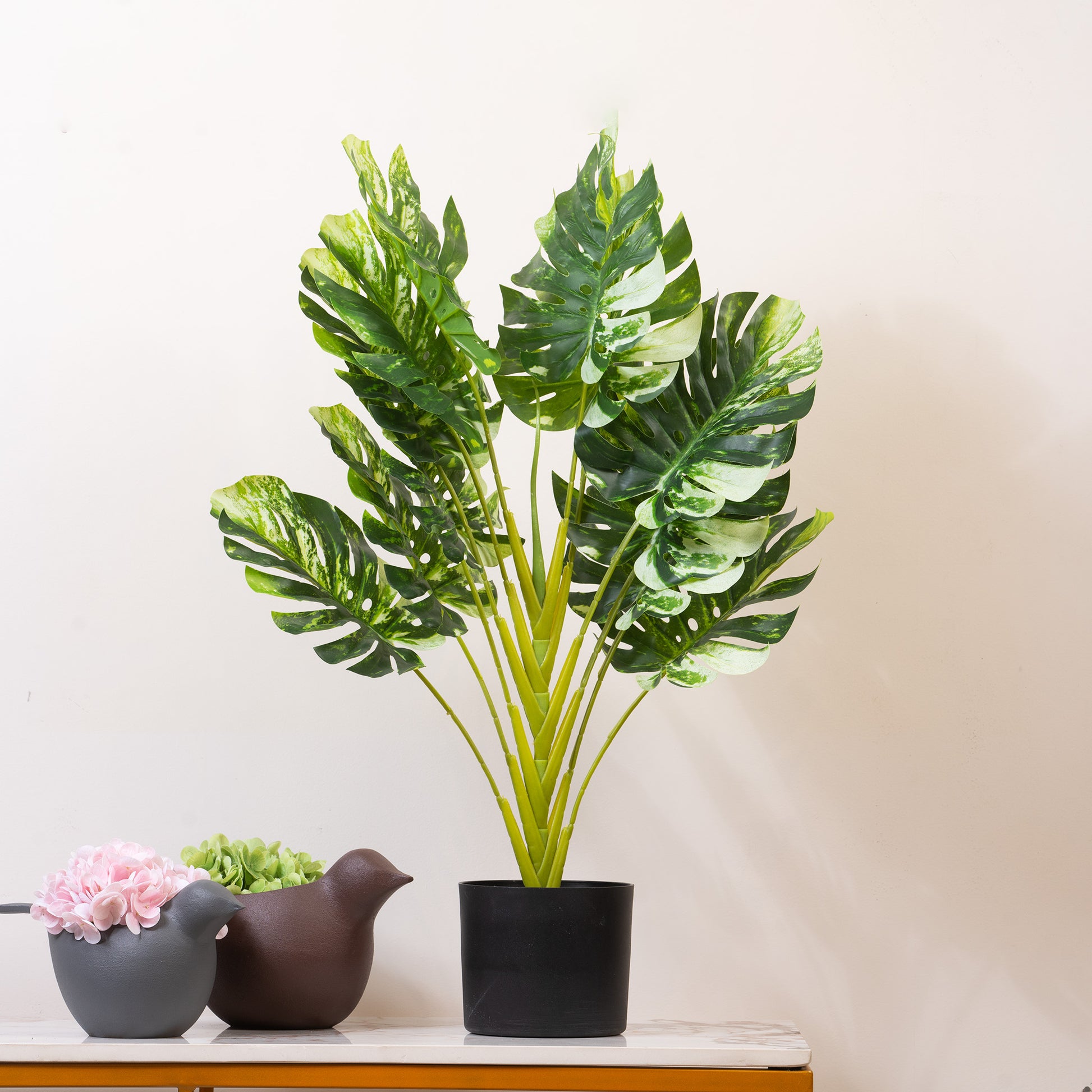 fake monstera plant tall Frosty Monstera Haven - Artificial Monstera Plant