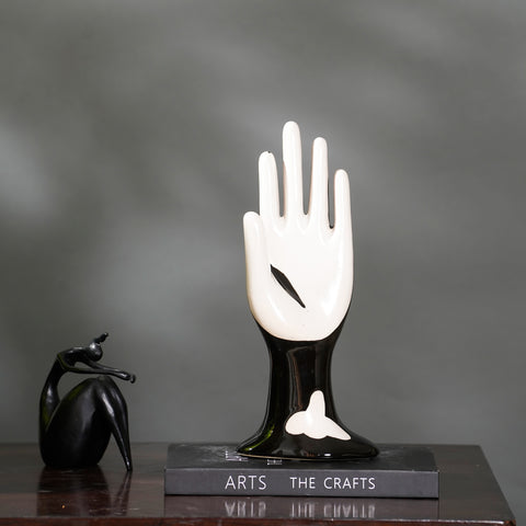 The Modern Zen: Ying & Yang Hand Palm Ceramic Table Showpiece