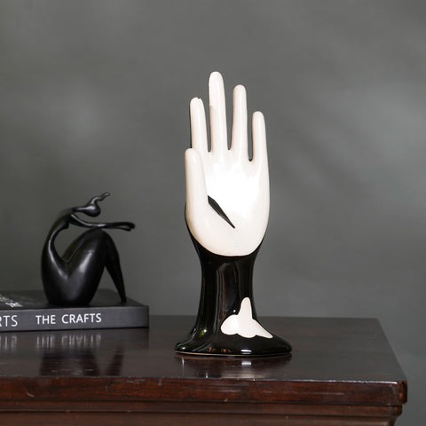 The Modern Zen: Ying & Yang Hand Palm Ceramic Table Showpiece