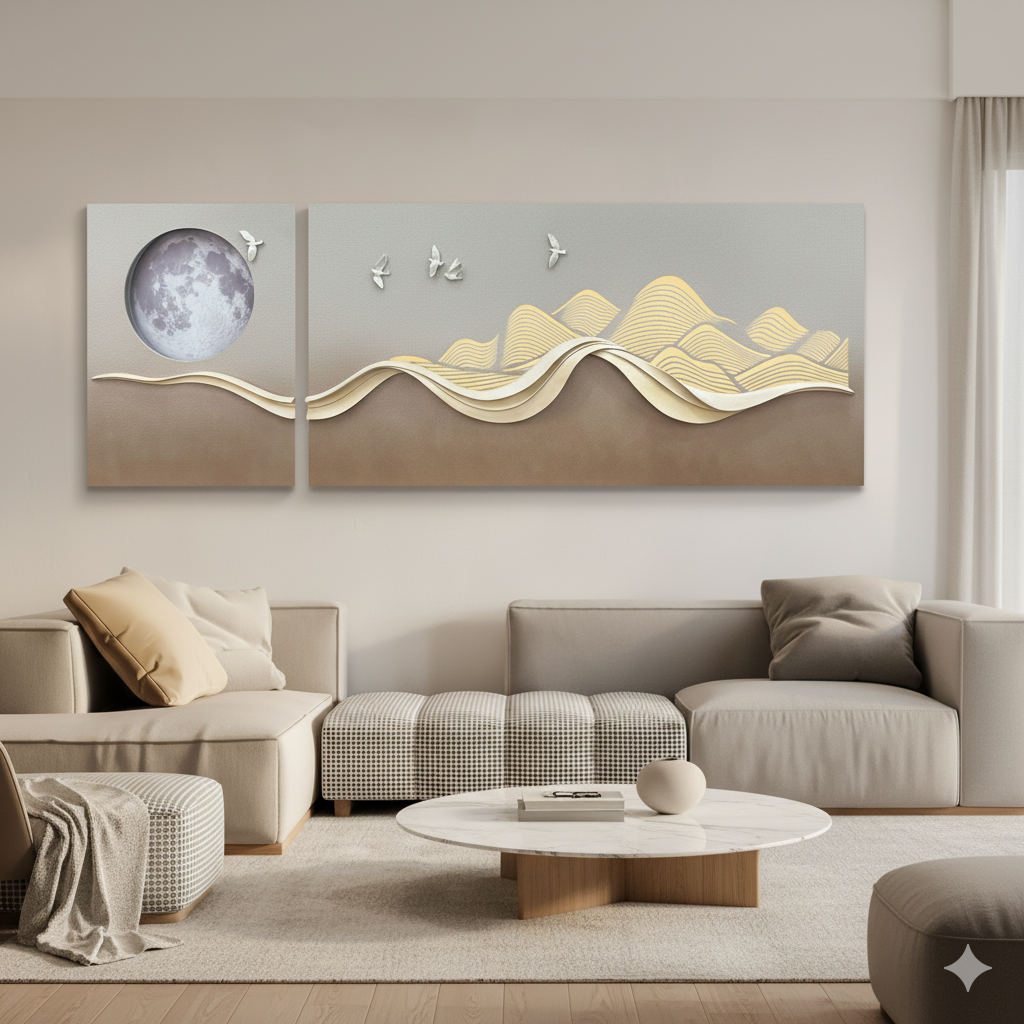 Lunaris - Moon Inspired Premium 3D Wall Art ~ 8 feet Long